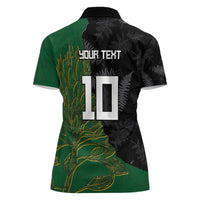 Custom Aotearoa South Africa Rugby Freedom Cup Women Polo Shirt Kiwi Warriors Haka with King Protea Symbol LT03 - Polynesian Pride