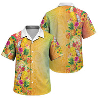 Hawaiian Tropical Fruits and Plants Family Matching Off Shoulder Maxi Dress and Hawaiian Shirt Kakau Pattern Summer Vibe