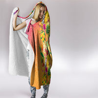 Hawaiian Tropical Fruits and Plants Hooded Blanket Kakau Pattern Summer Vibe