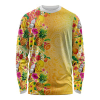 Hawaiian Tropical Fruits and Plants Long Sleeve Shirt Kakau Pattern Summer Vibe