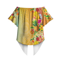 Hawaiian Tropical Fruits and Plants Off Shoulder Wrap Waist Top Kakau Pattern Summer Vibe LT03 - Polynesian Pride