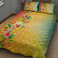 Hawaiian Tropical Fruits and Plants Quilt Bed Set Kakau Pattern Summer Vibe