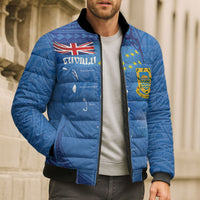 Tuvalu Heritage Bomber Puffer Jacket Map of the Islands and Polynesia Pattern
