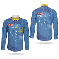 Tuvalu Heritage Couples Matching Tank Maxi Dress and Long Sleeve Button Shirt Map of the Islands and Polynesia Pattern