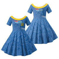 Tuvalu Heritage Family Matching Summer Maxi Dress and Hawaiian Shirt Map of the Islands and Polynesia Pattern