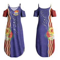 Kiribati Heritage Couples Matching Summer Maxi Dress and Long Sleeve Button Shirt Map of the Islands and Polynesia Pattern