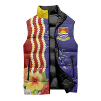 Kiribati Heritage Sleeveless Puffer Jacket Map of the Islands and Polynesia Pattern