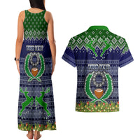 Personalised Pohnpei State Christmas Couples Matching Tank Maxi Dress and Hawaiian Shirt Coat of Arms Beautiful Merry Xmas Snowflake LT03 - Polynesian Pride