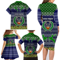 Personalised Pohnpei State Christmas Family Matching Long Sleeve Bodycon Dress and Hawaiian Shirt Coat of Arms Beautiful Merry Xmas Snowflake LT03 - Polynesian Pride