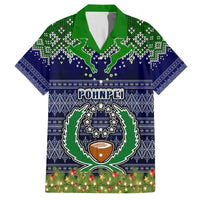Personalised Pohnpei State Christmas Hawaiian Shirt Coat of Arms Beautiful Merry Xmas Snowflake LT03 Blue - Polynesian Pride
