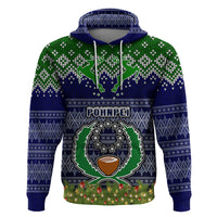 Personalised Pohnpei State Christmas Hoodie Coat of Arms Beautiful Merry Xmas Snowflake LT03 Blue - Polynesian Pride