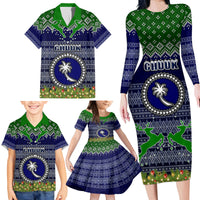Personalised Chuuk State Christmas Family Matching Long Sleeve Bodycon Dress and Hawaiian Shirt Coat of Arms Beautiful Merry Xmas Snowflake LT03 - Polynesian Pride