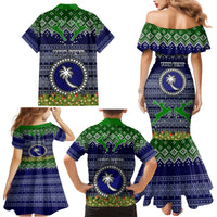 Personalised Chuuk State Christmas Family Matching Mermaid Dress and Hawaiian Shirt Coat of Arms Beautiful Merry Xmas Snowflake LT03 - Polynesian Pride