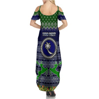 Personalised Chuuk State Christmas Family Matching Summer Maxi Dress and Hawaiian Shirt Coat of Arms Beautiful Merry Xmas Snowflake LT03 - Polynesian Pride