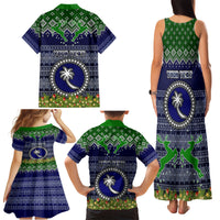 Personalised Chuuk State Christmas Family Matching Tank Maxi Dress and Hawaiian Shirt Coat of Arms Beautiful Merry Xmas Snowflake LT03 - Polynesian Pride