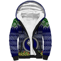 Personalised Chuuk State Christmas Sherpa Hoodie Coat of Arms Beautiful Merry Xmas Snowflake LT03 Unisex Blue - Polynesian Pride