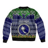 personalised-chuuk-state-christmas-sleeve-zip-bomber-jacket-coat-of-arms-beautiful-merry-xmas-snowflake