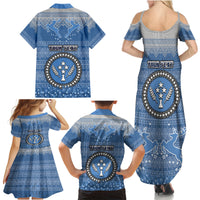 Personalised Kosrae Christmas Family Matching Summer Maxi Dress and Hawaiian Shirt Coat of Arms Beautiful Merry Xmas Snowflake LT03 - Polynesian Pride