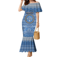 Personalised Kosrae Christmas Mermaid Dress Coat of Arms Beautiful Merry Xmas Snowflake LT03 Women Blue - Polynesian Pride