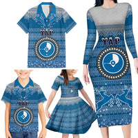 Personalised Yap Christmas Family Matching Long Sleeve Bodycon Dress and Hawaiian Shirt Coat of Arms Beautiful Merry Xmas Snowflake LT03 - Polynesian Pride