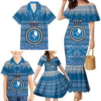 Personalised Yap Christmas Family Matching Mermaid Dress and Hawaiian Shirt Coat of Arms Beautiful Merry Xmas Snowflake LT03 - Polynesian Pride