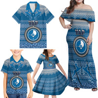 Personalised Yap Christmas Family Matching Off Shoulder Maxi Dress and Hawaiian Shirt Coat of Arms Beautiful Merry Xmas Snowflake LT03 - Polynesian Pride