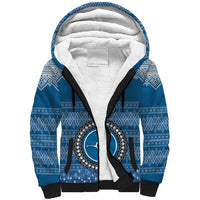 Personalised Yap Christmas Sherpa Hoodie Coat of Arms Beautiful Merry Xmas Snowflake LT03 Unisex Blue - Polynesian Pride