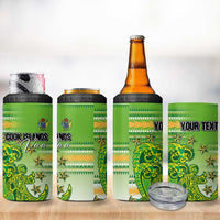 Personalised Cook Islands Va'a Race 4 in 1 Can Cooler Tumbler Te Tatau Tattoos Sporty Style Green-White Color LT03 - Polynesian Pride