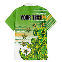 Personalised Cook Islands Va'a Race Family Matching Mermaid Dress and Hawaiian Shirt Te Tatau Tattoos Sporty Style Green-White Color LT03 - Polynesian Pride