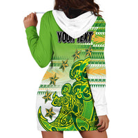 Personalised Cook Islands Va'a Race Hoodie Dress Te Tatau Tattoos Sporty Style Green-White Color LT03 - Polynesian Pride
