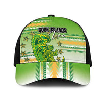 Cook Islands Va'a Race Mesh Trucker Cap Te Tatau Tattoos Sporty Style Green-White Color - Polynesian Pride