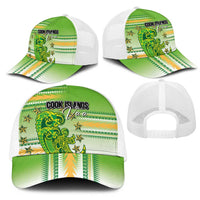 Cook Islands Va'a Race Mesh Trucker Cap Te Tatau Tattoos Sporty Style Green-White Color - Polynesian Pride