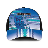 Cook Islands Va'a Race Baseball Net Cap Te Tatau Tattoos Sporty Style Light Blue Color - Polynesian Pride