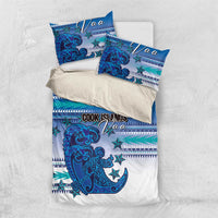 Cook Islands Va'a Race Bedding Set Te Tatau Tattoos Sporty Style Light Blue Color LT03 US Twin 172cm x 218cm Blue - Polynesian Pride