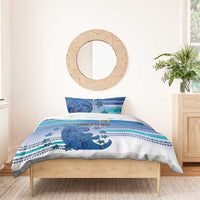 Cook Islands Va'a Race Bedding Set Te Tatau Tattoos Sporty Style Light Blue Color LT03 - Polynesian Pride
