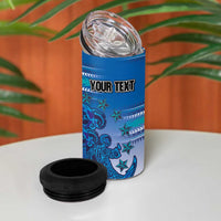 Personalised Cook Islands Va'a Race 4 in 1 Can Cooler Tumbler Te Tatau Tattoos Sporty Style Light Blue Color LT03 - Polynesian Pride