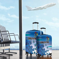 Cook Islands Va'a Race Luggage Cover Te Tatau Tattoos Sporty Style Light Blue Color - Polynesian Pride