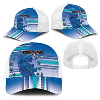 Cook Islands Va'a Race Mesh Trucker Cap Te Tatau Tattoos Sporty Style Light Blue Color - Polynesian Pride