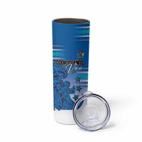 Personalised Cook Islands Va'a Race Skinny Tumbler Te Tatau Tattoos Sporty Style Light Blue Color LT03 - Polynesian Pride