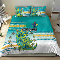 Cook Islands Va'a Race Bedding Set Te Tatau Tattoos Sporty Style Turquoise Color - Polynesian Pride
