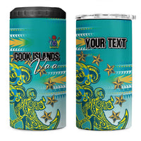 Personalised Cook Islands Va'a Race 4 in 1 Can Cooler Tumbler Te Tatau Tattoos Sporty Style Turquoise Color LT03 One Size: 16 oz Turquoise - Polynesian Pride