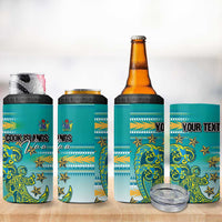 Personalised Cook Islands Va'a Race 4 in 1 Can Cooler Tumbler Te Tatau Tattoos Sporty Style Turquoise Color LT03 - Polynesian Pride