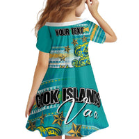 Personalised Cook Islands Va'a Race Family Matching Off The Shoulder Long Sleeve Dress and Hawaiian Shirt Te Tatau Tattoos Sporty Style Turquoise Color LT03 - Polynesian Pride