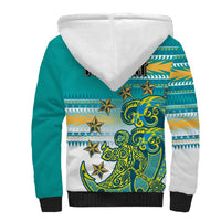 Personalised Cook Islands Va'a Race Sherpa Hoodie Te Tatau Tattoos Sporty Style Turquoise Color LT03 - Polynesian Pride
