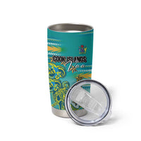 Personalised Cook Islands Va'a Race Tumbler Cup Te Tatau Tattoos Sporty Style Turquoise Color - Polynesian Pride