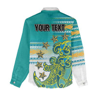 Personalised Cook Islands Va'a Race Women Casual Shirt Te Tatau Tattoos Sporty Style Turquoise Color LT03 - Polynesian Pride