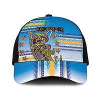 Cook Islands Va'a Race Baseball Net Cap Te Tatau Tattoos Sporty Style Glory Blue Color - Polynesian Pride
