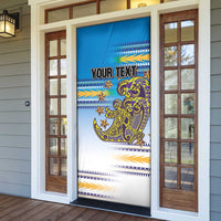 Personalised Cook Islands Va'a Race Door Cover Te Tatau Tattoos Sporty Style Glory Blue Color - Polynesian Pride