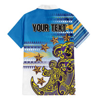Personalised Cook Islands Va'a Race Family Matching Mermaid Dress and Hawaiian Shirt Te Tatau Tattoos Sporty Style Glory Blue Color LT03 - Polynesian Pride