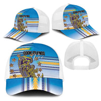Cook Islands Va'a Race Mesh Trucker Cap Te Tatau Tattoos Sporty Style Glory Blue Color - Polynesian Pride